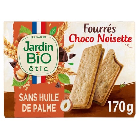 Jardin bio étic crousti fourrés chocolat noisette bio 170g