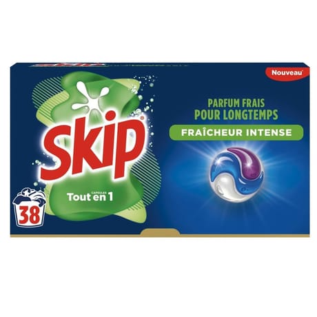 Skip lessive capsules 3 en 1 fraîcheur intense x38 - 0.8018kg