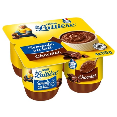 La laitière semoule au lait au chocolat 4x115g
