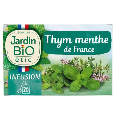 Jardin bio étic infusion thym menthe bio fraicheur tonique 20 sachets de 30g