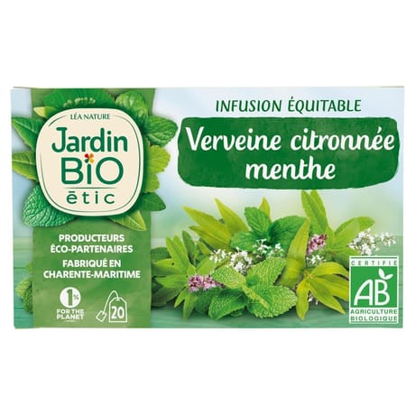 Jardin bio étic infusion verveine citronnée menthe 20 sachets fraicheur 30g