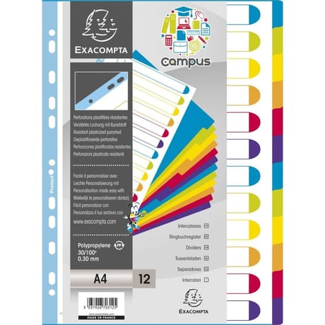 Exacompta  12 intercalaire 210x297 pp opaque viva campus