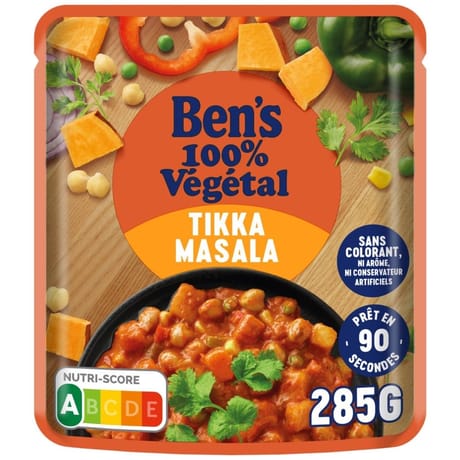 Ben's original riz 100%  vegetal sauce micro ondable tikka masala 285g