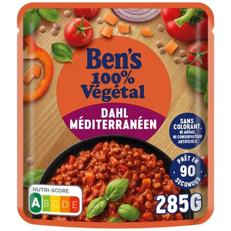 Ben's original riz 100% vegetal sauce micro ondable dahl meditérranéen 285g