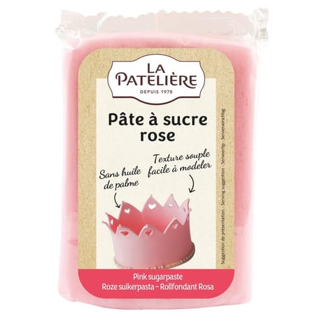 La patelière pâte à sucre rose sans huile de palme 250g