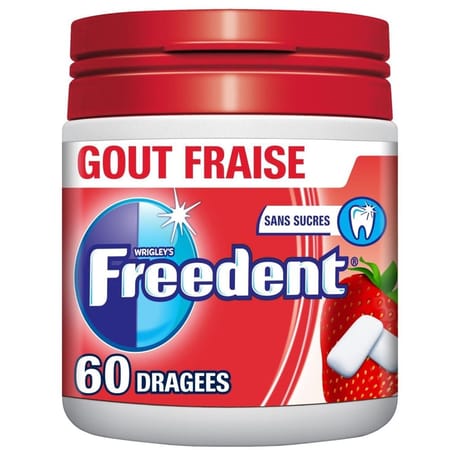 Freedent chewing-gum sans sucres menthe fraise 5x10 - 84g