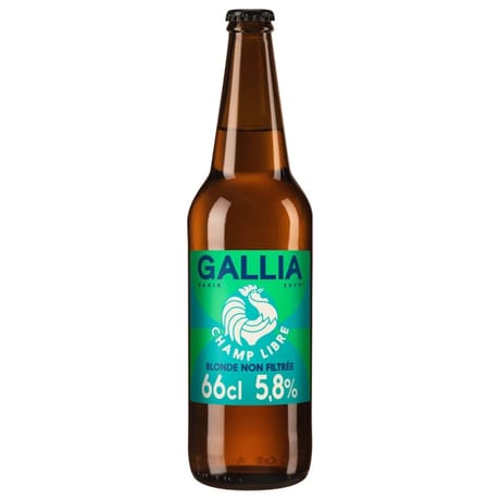 Gallia champ libre bière blonde non filtrée 66cl 5.8%vol