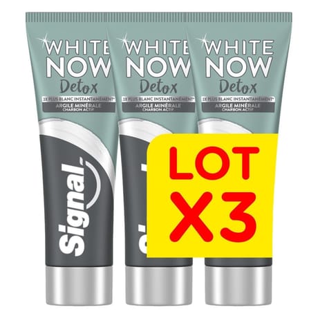 Signal white now dentifrice blancheur argile & charbon 3x75ml