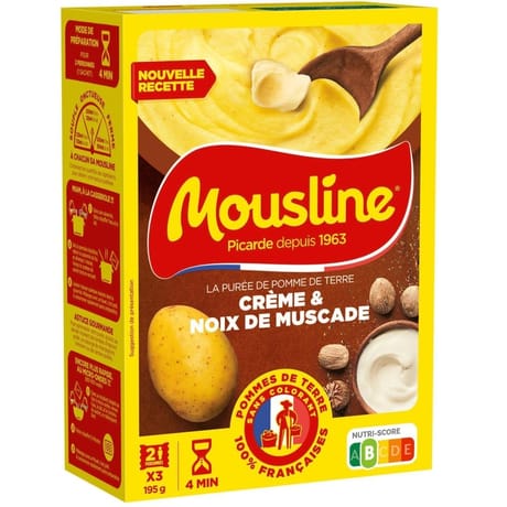 Mousline purée creme et noix de muscade format 2 personnes 195g