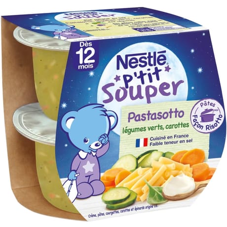 Nestle ptit souper pastaso legumes vert carottes 2x200g des 12 mois