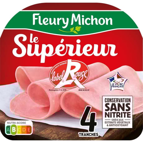 Fleury Michon jambon le supérieur label rouge conservation sans nitrite 4 tranches 160g