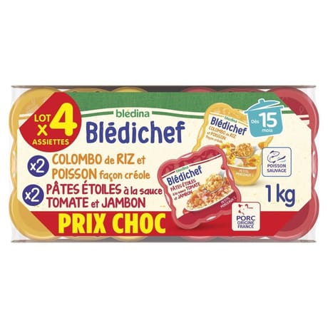 Bledina blédichef lot x 4 assiettes prix choc 1kg