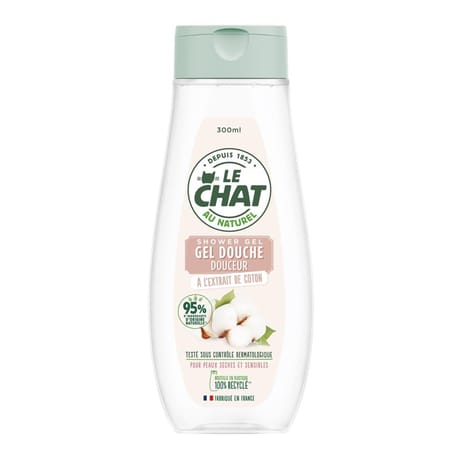 Le chat gel douche douceur à l'extrait de coton flacon 300 ml