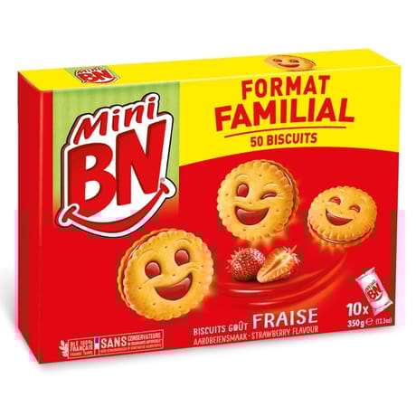 BN mini fraise 10 pochons format familial 350g