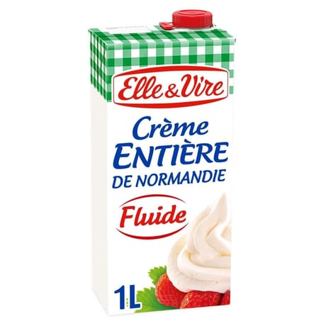 Elle & vire crème entière de Normandie fluide 30% mg uht brique 1 litre