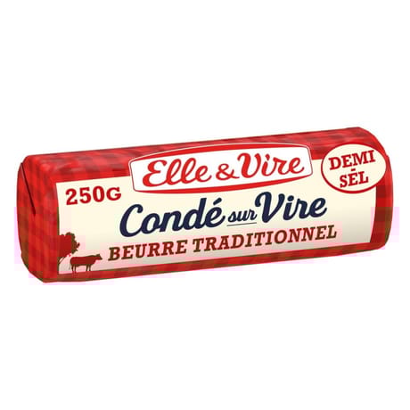 Elle & Vire beurre de Condé sur Vire demi-sel rouleau 250g