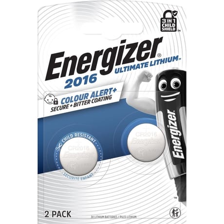 Energizer 2 piles boutons CR 2016 ultimate lithium