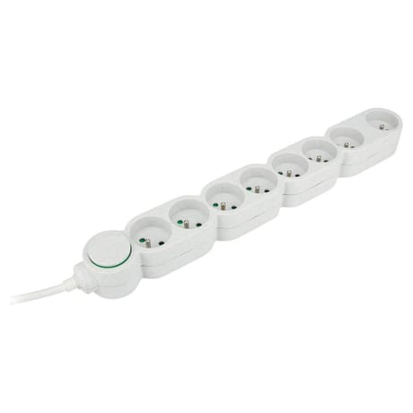 Zenitech bloc home 8P 16A blanc moucheté 80% matiere recyclée