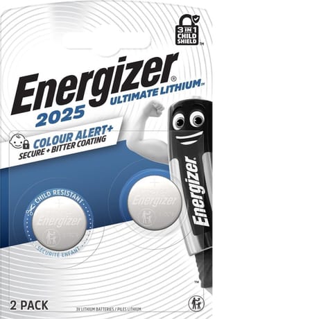 Energizer 2 piles boutons CR 2025 ultimate lithium