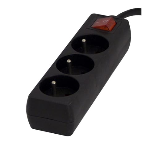 Chacon bloc3x16 avec cordon 1.5m et interrupteur noir 320g