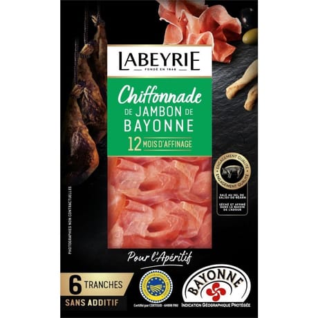 Labeyrie jambon de bayonne igp 12 mois d'affinage 6 tranches 60g