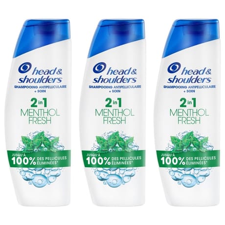 Head & shoulders shampoing menthol fresh 2en1 antipelliculaire 3x300ml