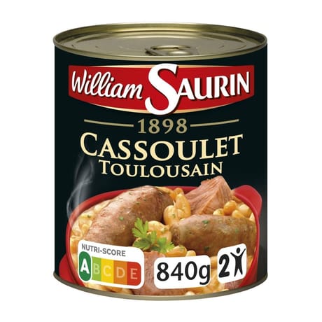William saurin 1898 cassoulet toulousain cuisiné à la graisse d'oie - plat cuisiné 840g