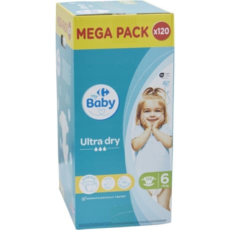 Carrefour baby couches taille 6 +16kg ultra dry x120