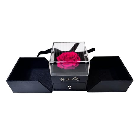 Rose éternelle dans boîte avec tiroir bijou