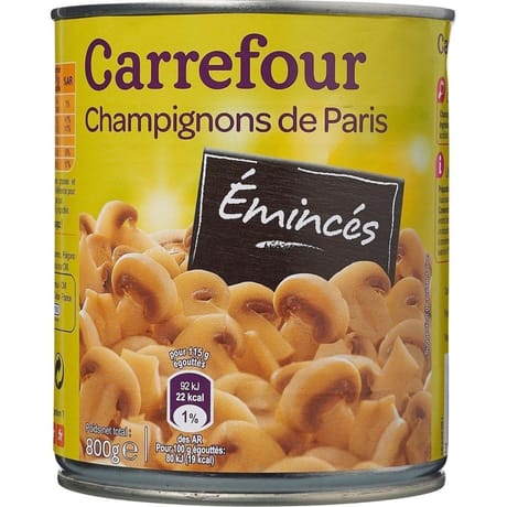 Carrefour champignons de Paris émincés  460g