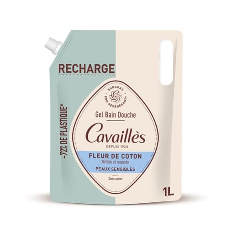 Rogé cavaillès eco-recharge gel bain douche fleur de coton  1l