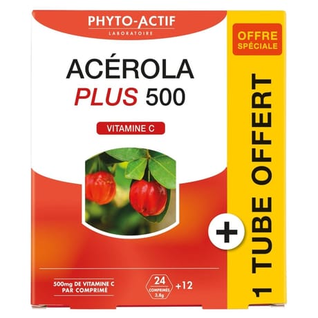 Phyto-actif acerola plus 500 + 1 tube offert comprimès x36