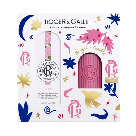 Roger&gallet coffret eau parfumée bienfaisante rose 100ml et sa bougie parfumée