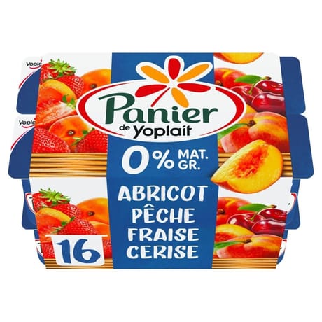 Panier de Yoplait 0%mg fruits panachés 16x125g