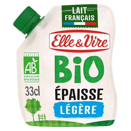 Elle & Vire crème légère épaisse bio poche souple 328g