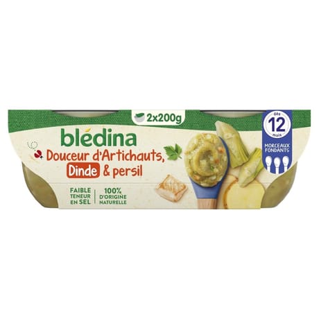 Blédina écrasé d'artichauts dinde des pays de la loire 2x200g