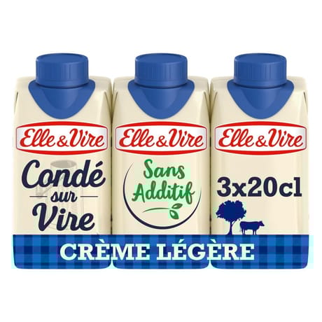 Elle&Vire crème légère fluide 18%mg de Condé sur Vire 3x20cl