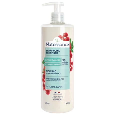 Natessance shampooing réparateur fortifiant ricin et kératine végétale 500ml