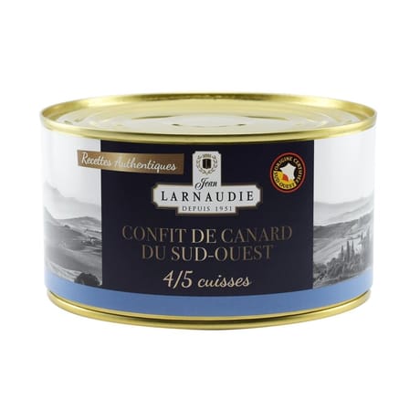 Larnaudie confit de canard du sud ouest 4/5 cuisses "les authentiques" boite  8/6 1.240kg