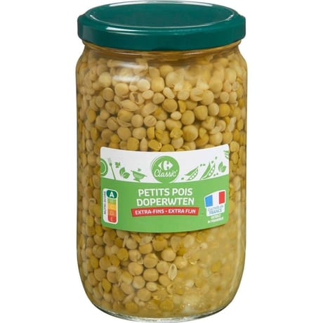 Carrefour Classic' petits pois extra-fins ra-fins 445g