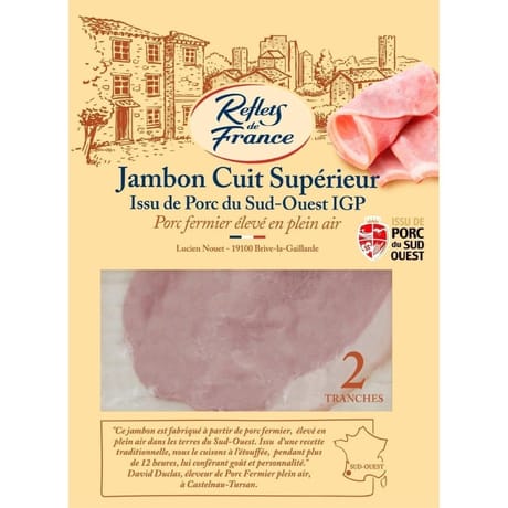 Reflets de France jambon cuit superieur igp du sud ouest 120g