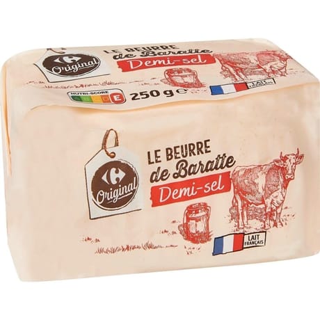 Carrefour original le beurre de baratte demi sel 250g