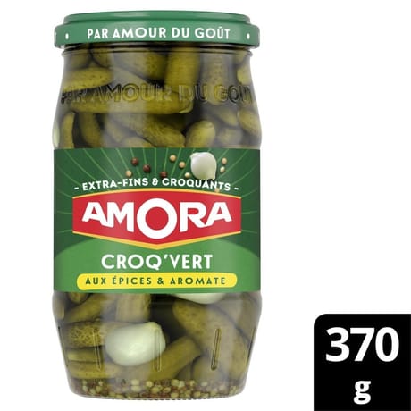 Amora croq'vert cornichons extra-fins bocal 370g