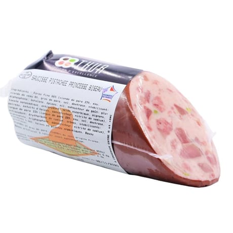 Saucisse pistachée biseau fe 330g charcuterie de la thur