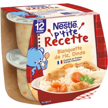 Nestlé p'tite recette blanquette de riz dinde dès 12 mois 2x200g