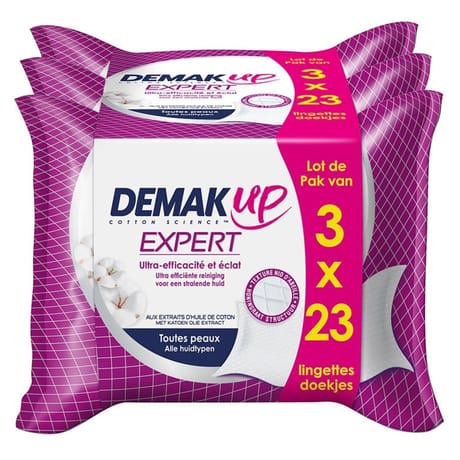 Demak'up expert lingette démaquillante toutes peaux lot de 3x23
