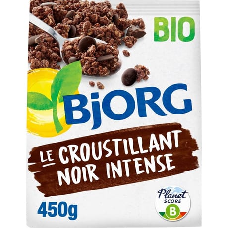 Bjorg céréales le croustillant chocolat noir intense bio 450g