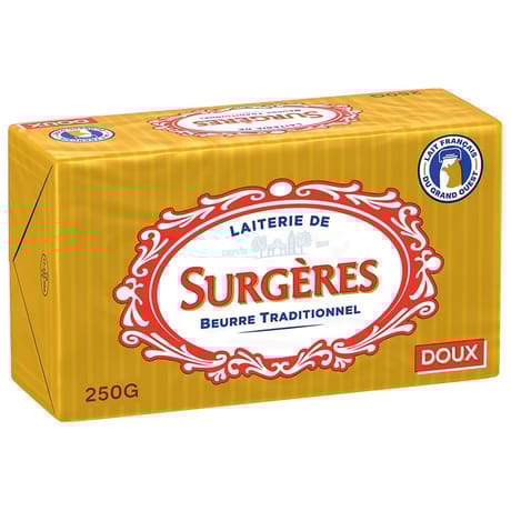Surgeres beurre doux plaquette 250g