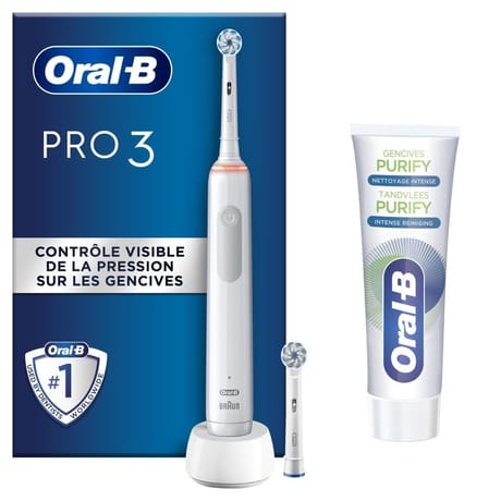 Oral-B brosse à dent Pro 3800 Sensi Ultra-Thin blanche +1 dentifrice + 1 brossette