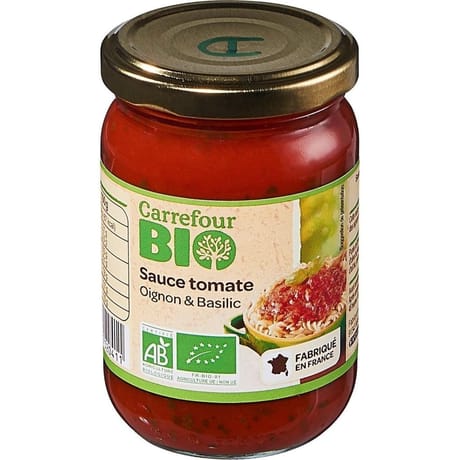 Carrefour bio sauce tomate oignon basilic bio 190g